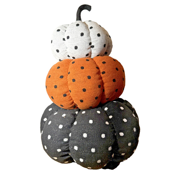 Triple Stacked Puffy Pokadot Pumpkins Fallfest Decoration - Picture 1 of 8